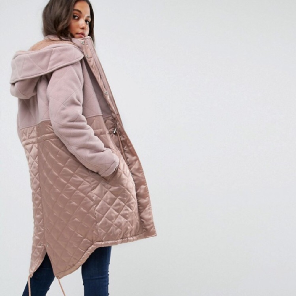 ISO ASOS Parka in Mixed Fabrics